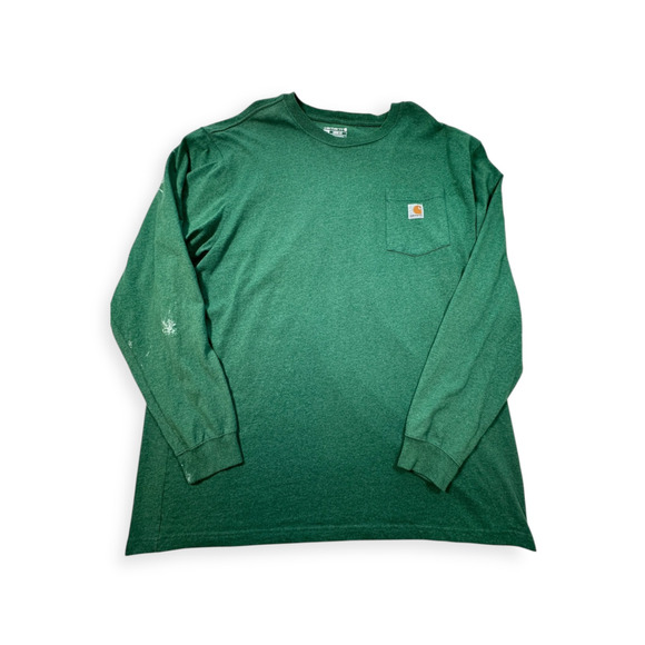 Carhartt Green Crew Neck Long Sleeve 100% Cotton All Seasons T-Shirt 2XL‎ Tall - Picture 1 of 9